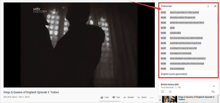 YouTube-Transkript als Text herunterladen - Schritt 2