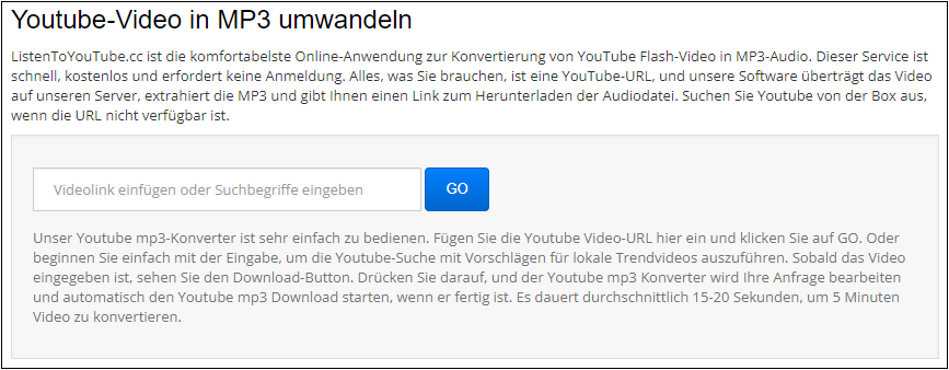 Videos durch ListentoYouTube zu MP3-Dateien konvertieren