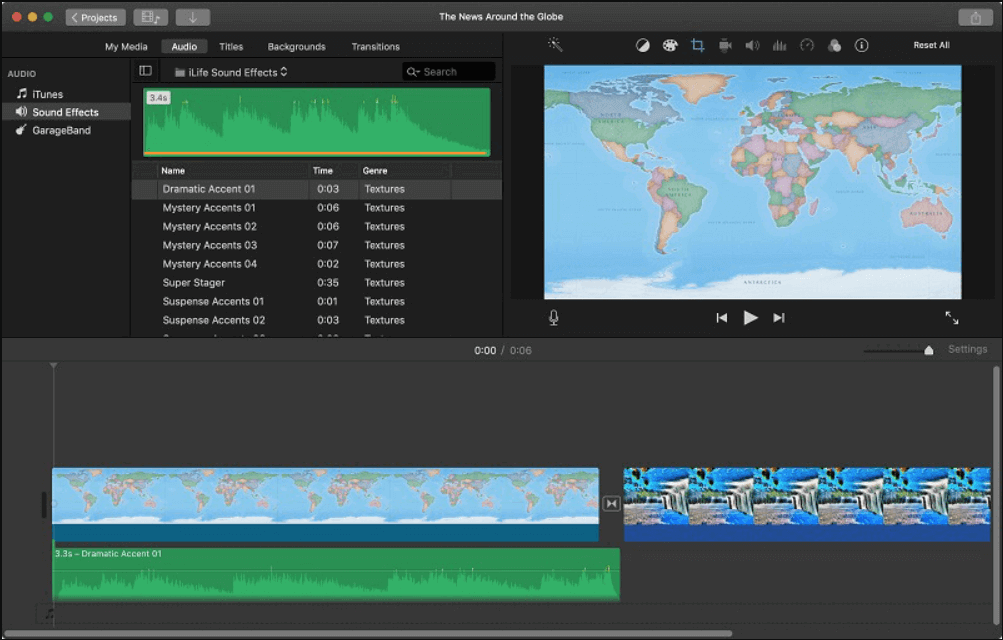 Audio Dateien hinzufügen - iMovie