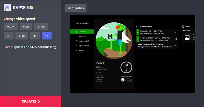 Videos beschleunigen und verlangsamen - Kapwing