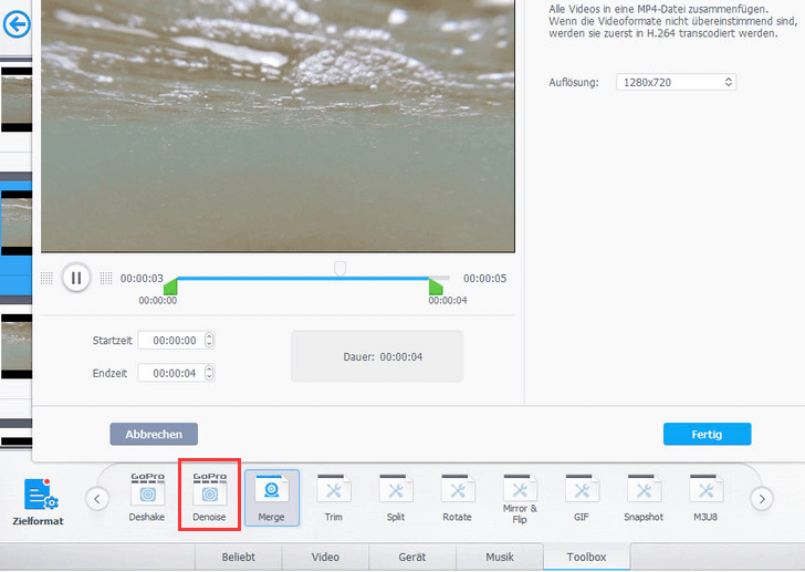 Hintergrundgeräusche aus Video löschen - VideoProc