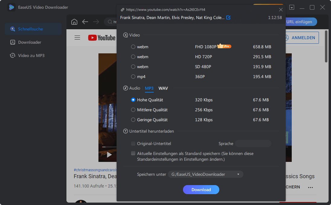 Den Download einstellen