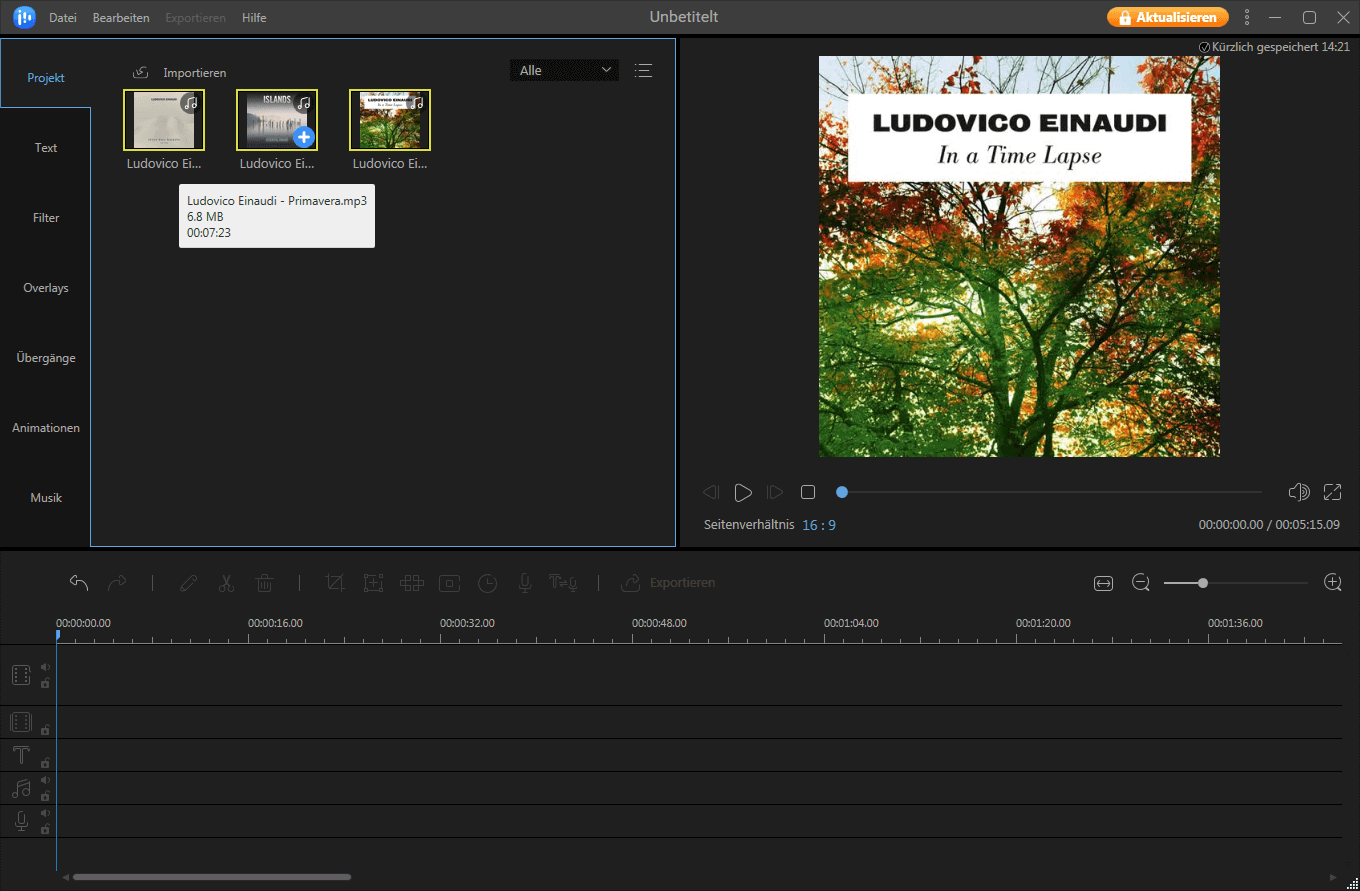 Audio-Dateien hinzufügen.