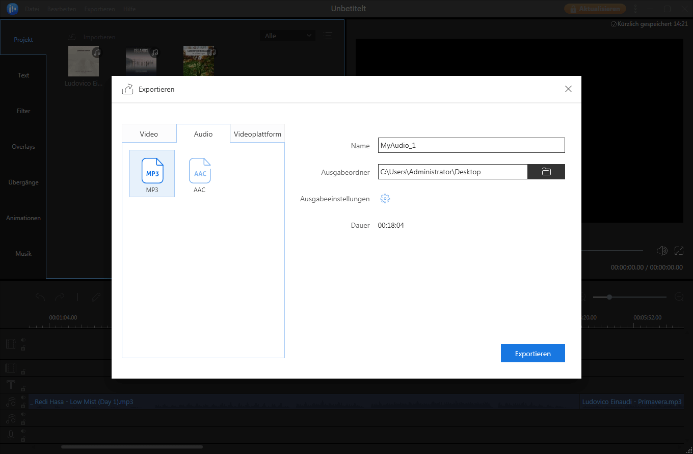 Audio-Dateien zusammenfügen