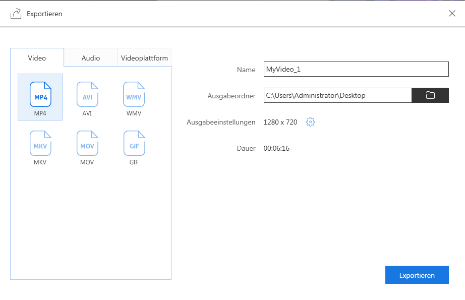 Videos exportieren und zusammenfügen