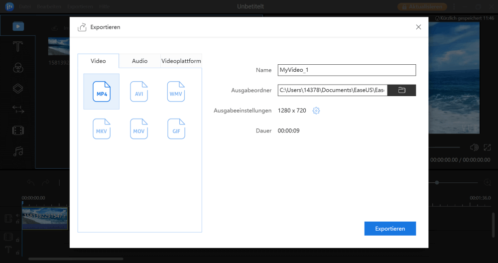 Videoformat zu einem anderen konvertieren.