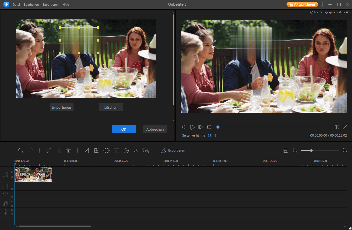 Die Gesichter im Video verwischen.