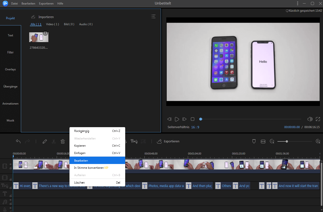 Untertitel bearbeiten.