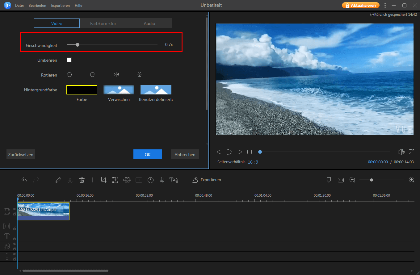 Videos beschleunigen und verlangsamen - EaseUS Video Editor