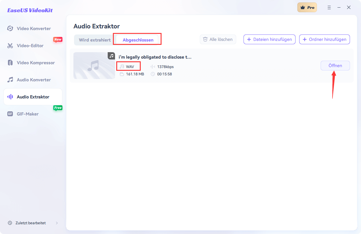 Audio-Datei extrahieren
