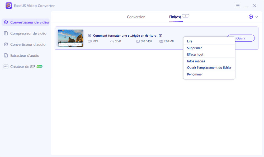 Afficher le fichier de sortie