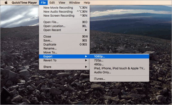 Convert AVI to MOV in QuickTime Player