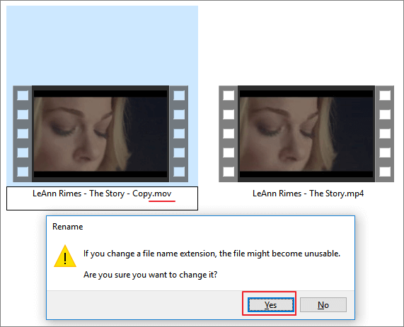 Convert MOV to MP4 by manual method