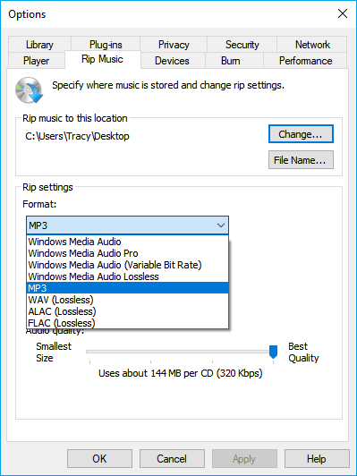 Convert AVI to MOV in Windows Media Player.