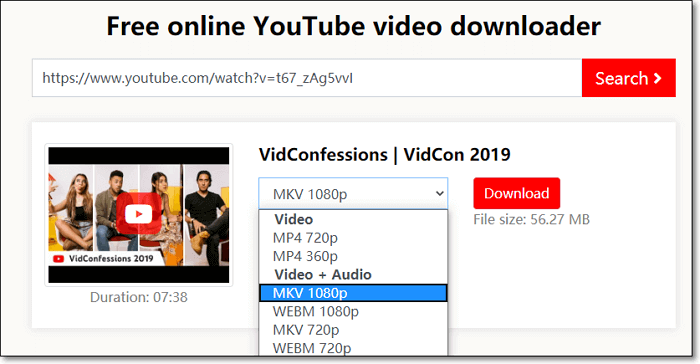 Convert YouTube to MKV with Fastconverter