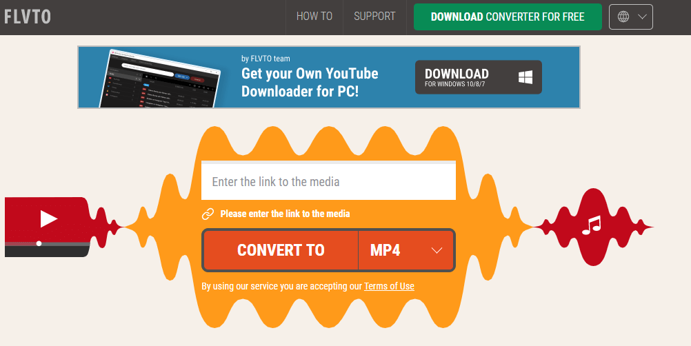 use flvto to convert youtube to mp4