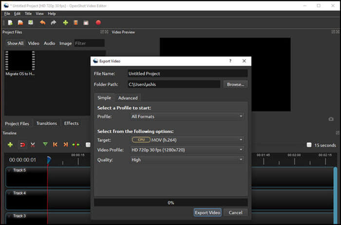 OpenShot Export Video