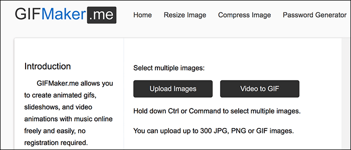 gifmakerでgifファイルをアップロード