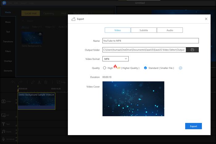 EaseUS Video EditorでMKVをMP4に変換する