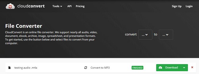 CloudConvertでオーディオファイルをMP3に変換する