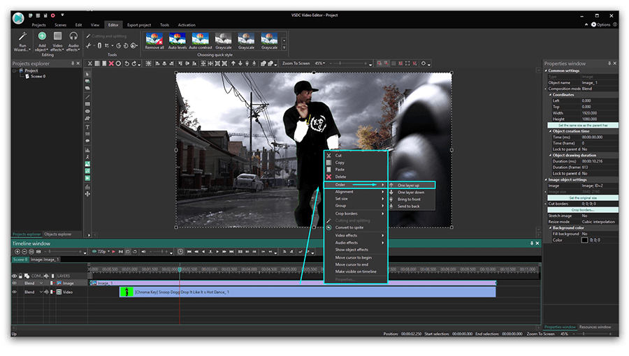 VSDC Video Editorでグリーンスクリーンを消す手順2