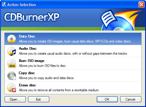 Burn a CD with CD BurnerXP
