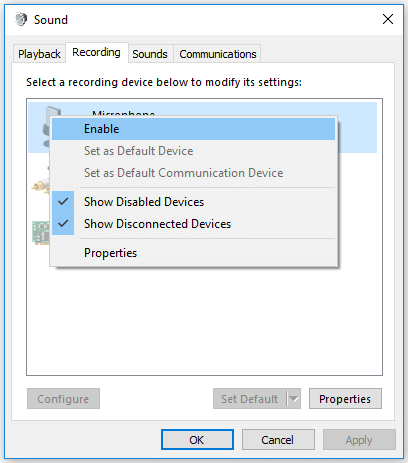 Activer le microphone sur Windows 