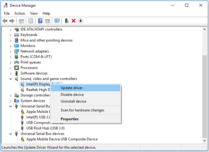 Mettre à jour le pilote audio 