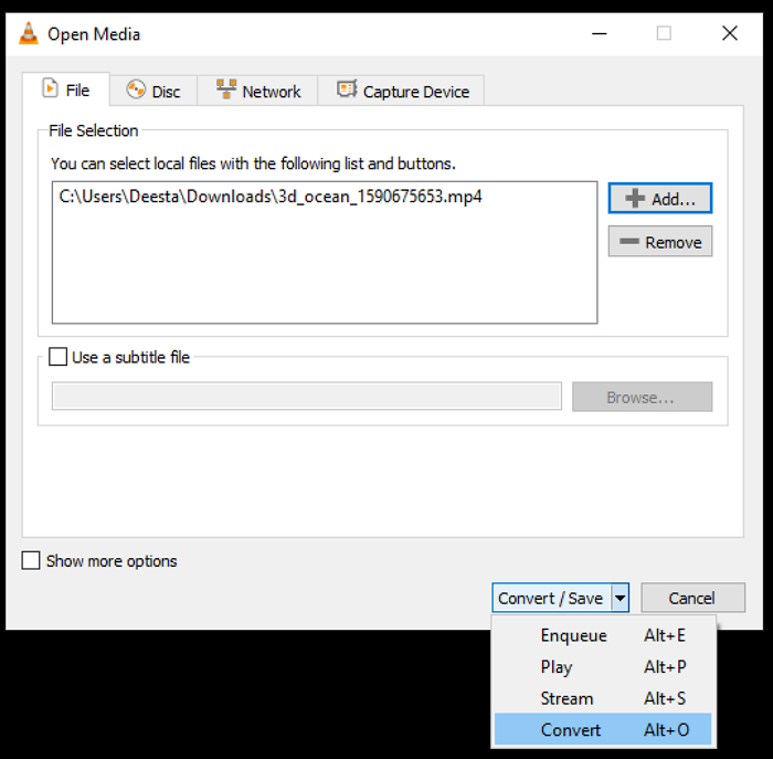 Import target video file