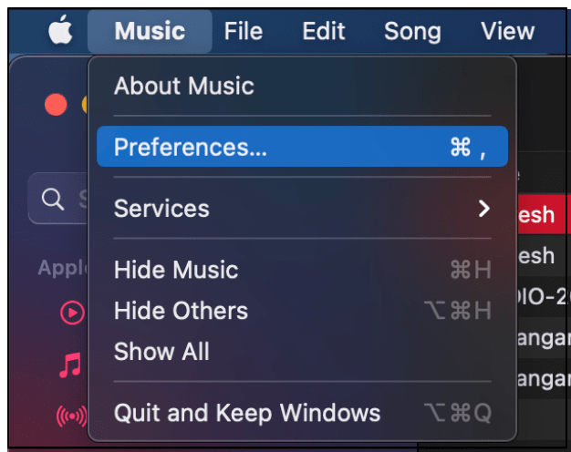 Preferenze Apple Music