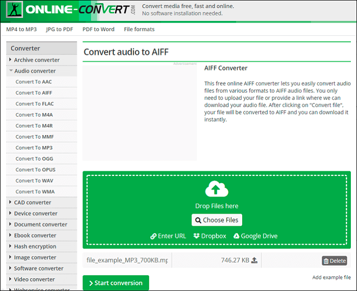 mp3 in aiff online