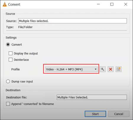 Select output format