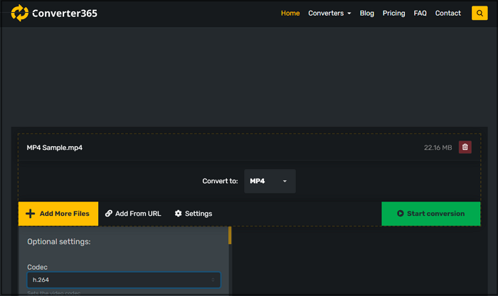 Online MP4 to H264 converter