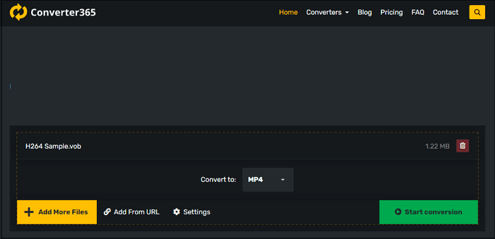 Converter365 Convert H264 to MP4 Online
