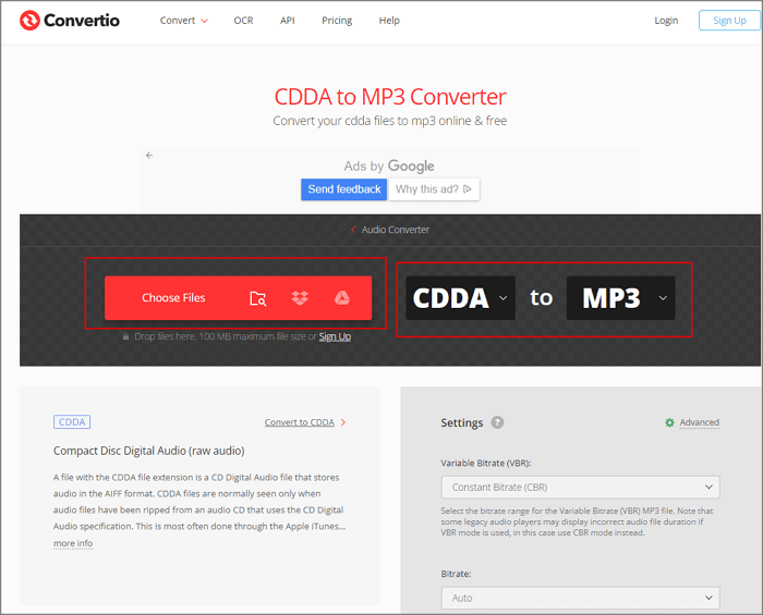 convertio covnert cda to mp3
