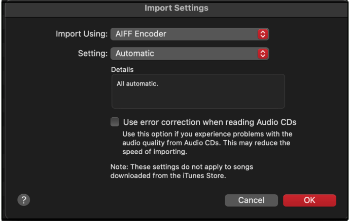 opzioni codificatore musica
