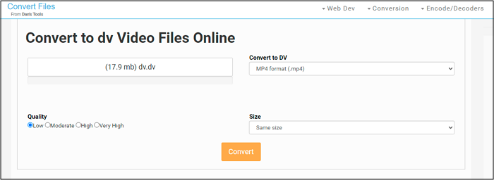 Convertisseur en ligne DV vers MP4