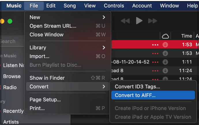 inizia a convertire M4A in AIFF