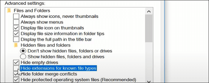 afficher les extensions des fichiers sur Windows
