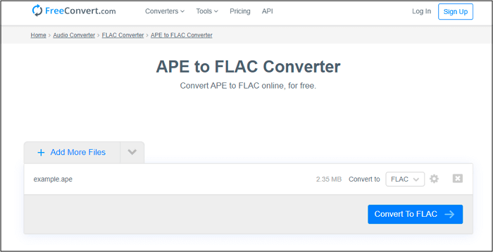 FreeConvert Convert APE to FLAC Online