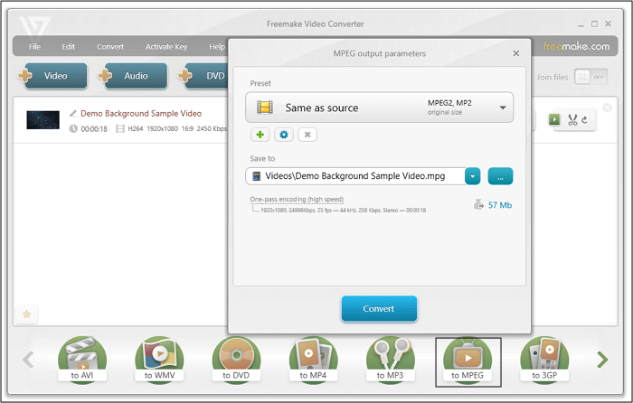 Freemake Video Converter MP4 to MPEG2 Windows