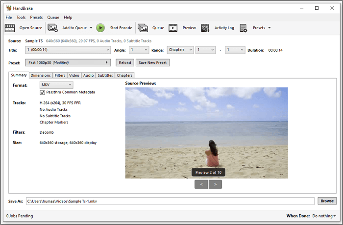 Start TS to MKV conversion