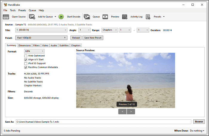 Import file to Handbrake