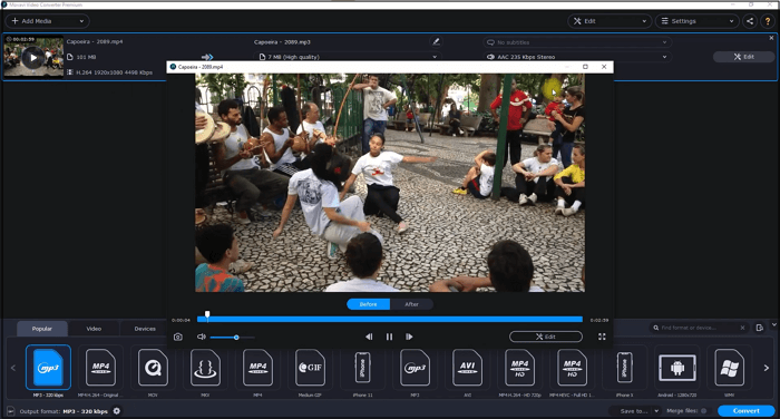 Movavi converts video to MP3 on PC