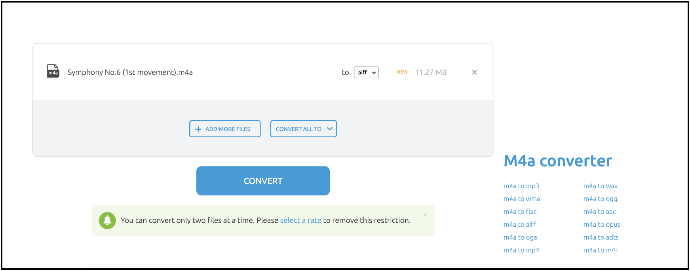 Converti M4A in AIFF online