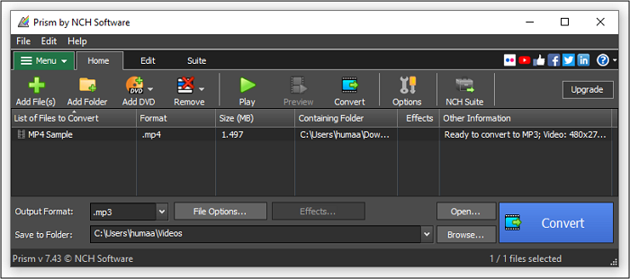 Video to MP3 converter for Windows - Prism