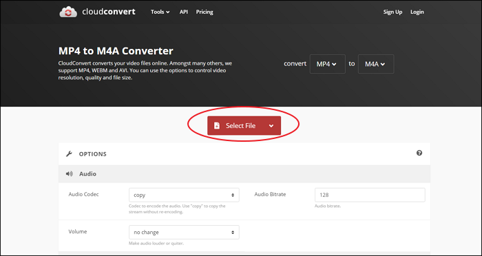 Converti MP4 in M4A con CloudconvertOnline-Convert - Converti MP4 in M4A