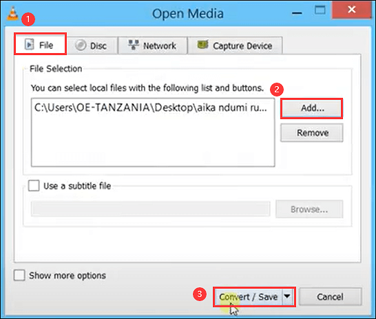 Import VOB file into VLC