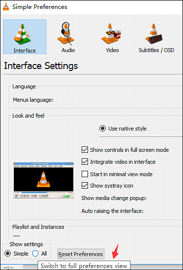 settings in vlc media player