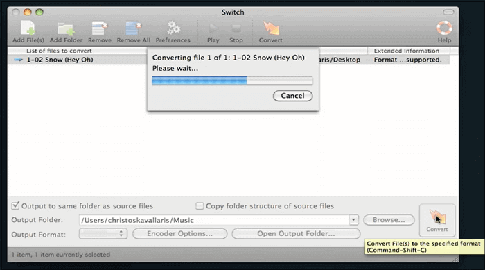 Switch Audio Converter Convert APE to FLAC on Mac